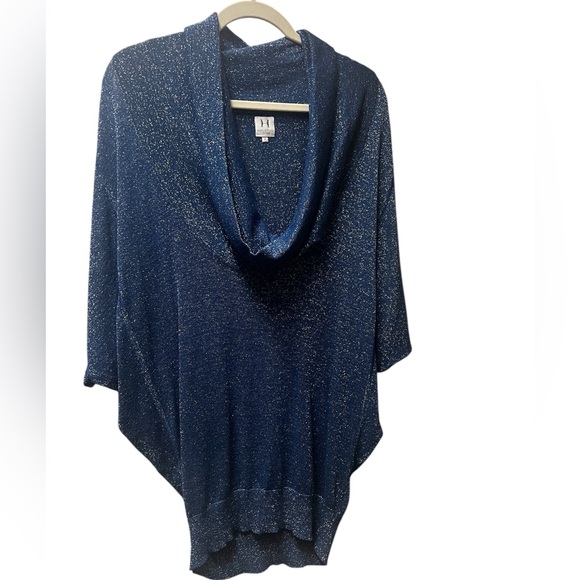 Halston Heritage Tops - HALSTON Metallic shimmery blue cowl neck sweater